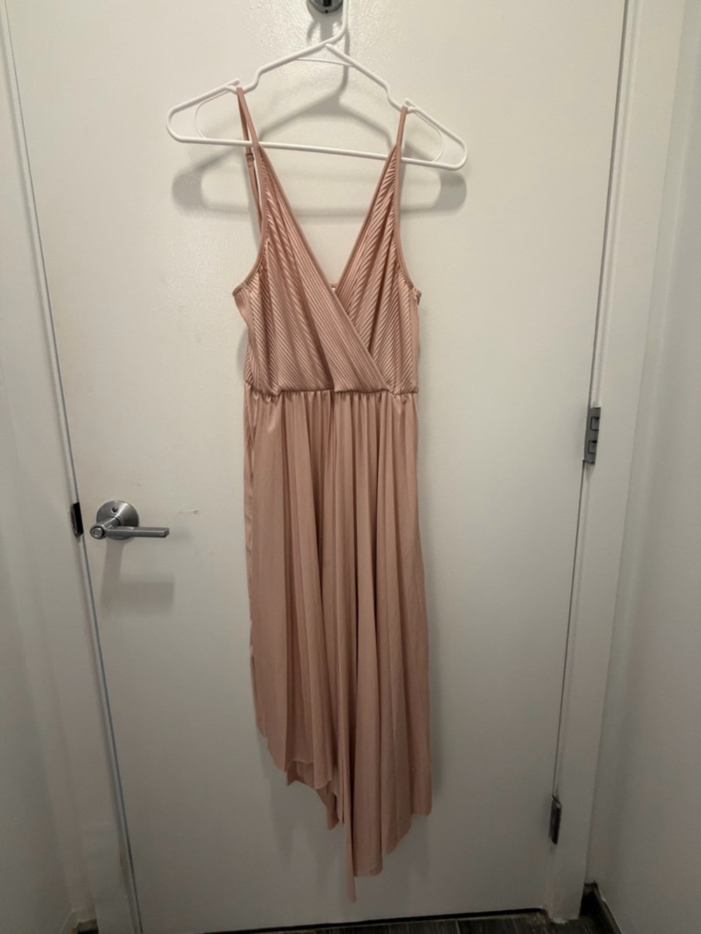 Miss Selfridge Blush Asymmetrical V-Neck Dress